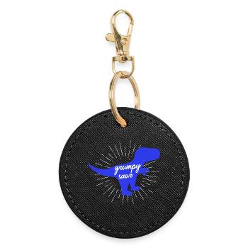 Silhouette drôle de dinosaure T-Rex Grumpysaur - Porte-clés rond - noir - Devant