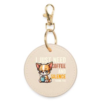 J’ai juste besoin d’un café et du silence Chihuahua drôle. - Porte-clés rond - huître - Devant