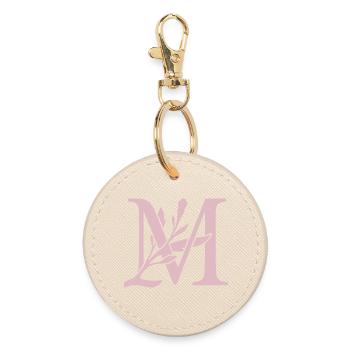 LM Floral Monogramm - Runder Schlüsselanhänger - Auster - Vorne