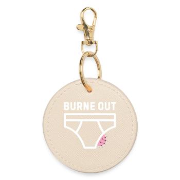 Burne out – humor, office, stress - Round Keyring - oyster - Front