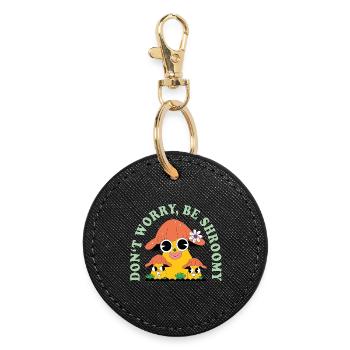 Ne t’inquiète pas, sois champignon – Sweet Mushroom Saying - Porte-clés rond - noir - Devant