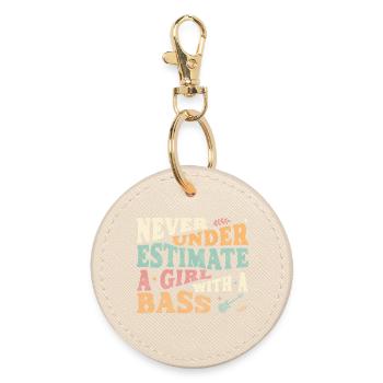 Never underestimate a girl with a bass - Runder Schlüsselanhänger - Auster - Vorne