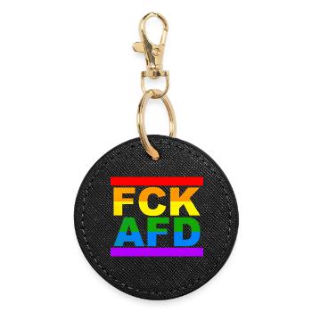 FCK AFD - Runder Schlüsselanhänger - Schwarz - Vorne