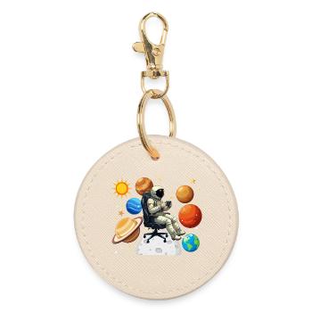 Astronaut Gaming Gaming Space Gamer - Round Keyring - oyster - Front