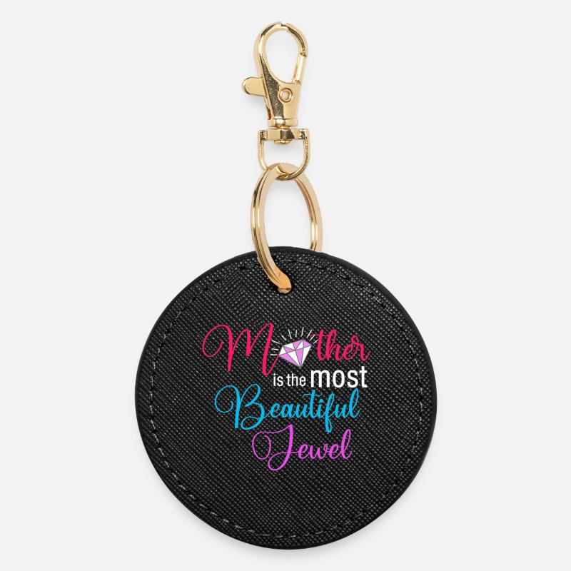 Maman est le plus beau diamant floral bijou - Porte-clés rond - noir