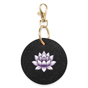 Yoga Lotus Flower - Round Keyring - black - Front