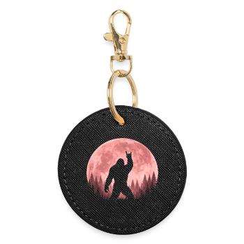 Bigfoot Rock On Sign Sasquatch Yeti Rock And Roll - Round Keyring - black - Front