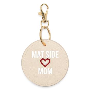 Mat Side Mom Heart Design - Round Keyring - oyster - Front