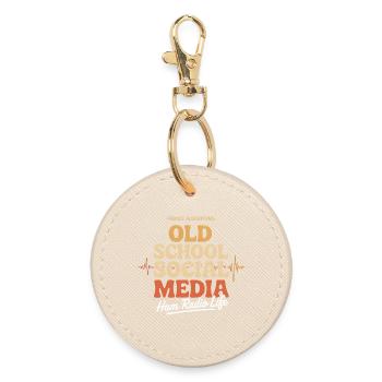 Old School Social Media Ham Radio - Round Keyring - oyster - Front