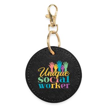 Social Worker Quote Unique Social Work - Round Keyring - black - Front
