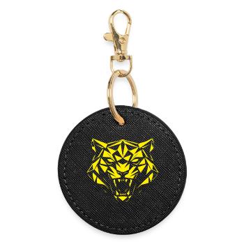 Tête de tigre jaune géométrique - Porte-clés rond - noir - Devant