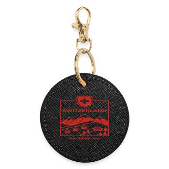 Switzerland Alps Mountains Hiking - Round Keyring - black - Front