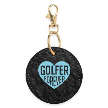 Golfer Forever Herzdesign - Runder Schlüsselanhänger - Schwarz - Vorne