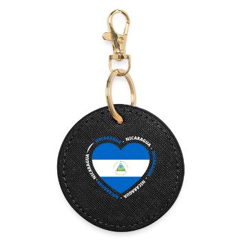 Nicaragua Flagge Stolz & Heimat - Runder Schlüsselanhänger - Schwarz - Vorne