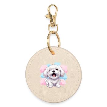 Éclaboussure pastel joyeuse et duveteuse - Porte-clés rond - huître - Devant
