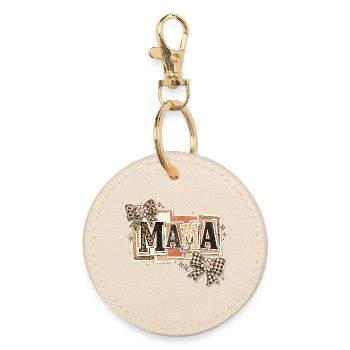 Mama Léopard et Nœuds | Cadeau Fête des Mères - Porte-clés rond - huître - Devant
