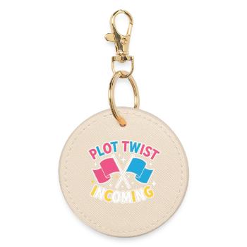 Gender Reveal Plot Twist Incoming Team Pink Team - Round Keyring - oyster - Front