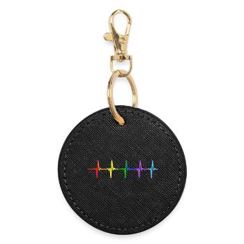 Gay Pride LGBT Heartbeat Pulse T-shirt - Porte-clés rond - noir - Devant