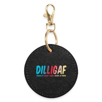 DILLIGAF does it look like I give a fuck - Round Keyring - black - Front