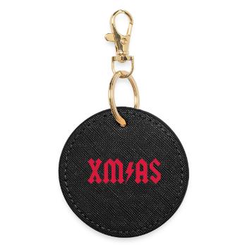 Xmas Rock Roll Heavy Metal funny Christmas X-mas - Round Keyring - black - Front