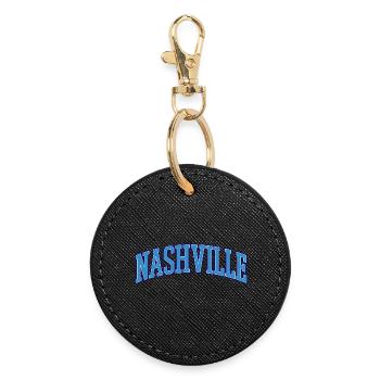 Nashville Varsity Schriftzug - Runder Schlüsselanhänger - Schwarz - Vorne