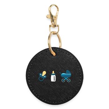 Idée cadeau naissance bébé 2025 - Porte-clés rond - noir - Devant