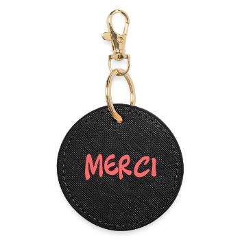 MERCI. THANKS. THANK YOU. ANNIVERSAIRE. NAISSANCE. - Porte-clés rond - noir - Devant