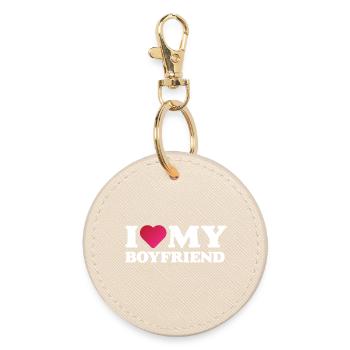 I Love My Boyfriend - Round Keyring - oyster - Front