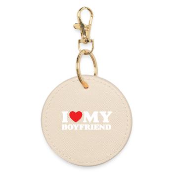 I Love My Boyfriend - Round Keyring - oyster - Front