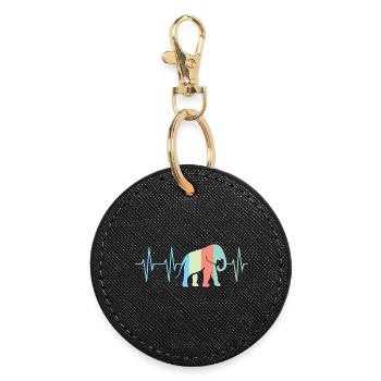Colorful Colors Elephant Elephant Heartbeat Symbol - Round Keyring - black - Front