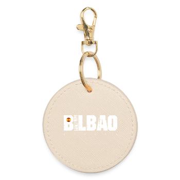 Big Bad Distressed Typography with Spain Flag - Round Keyring - oyster - Front