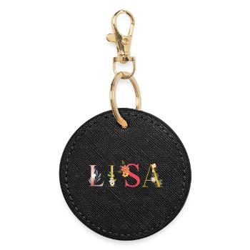 LISA Nom Orné de Fleurs - Porte-clés rond - noir - Devant