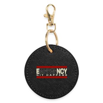 Nerd geek emergency git happens - Round Keyring - black - Front
