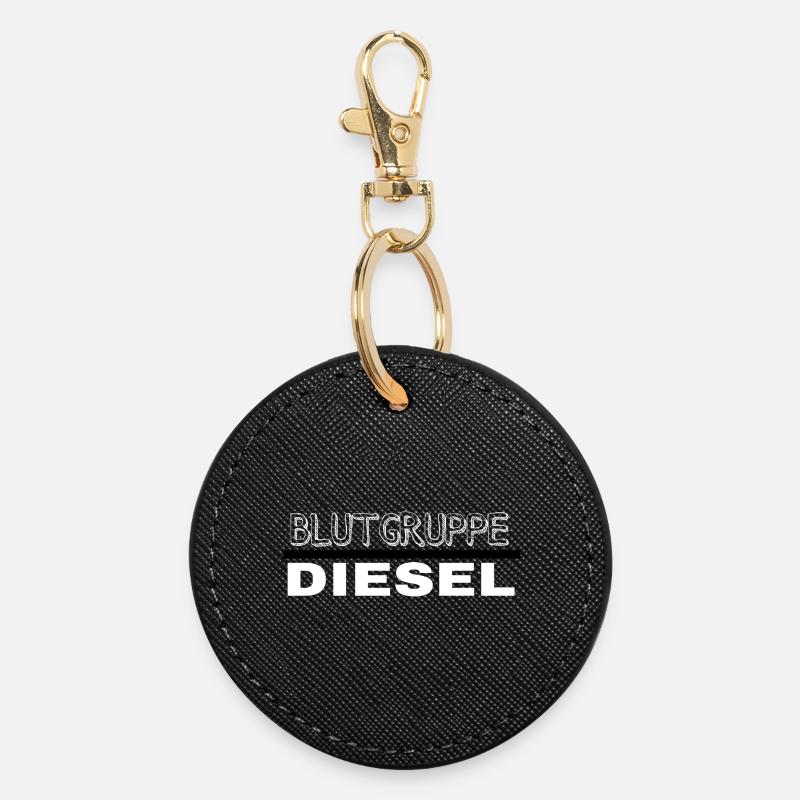 Blutgruppe Diesel Design auf Kleidung - Runder Schlüsselanhänger - Schwarz