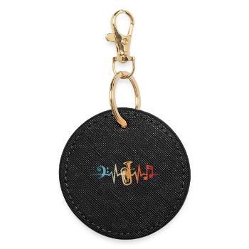 Euphonium Heartbeat Brass Band Music Musicians - Round Keyring - black - Front