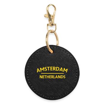 Textdesign Amsterdam – Pays-Bas - Porte-clés rond - noir - Devant