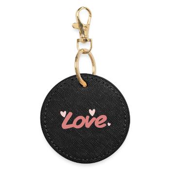 Love Pink Calligraphy Brush - Round Keyring - black - Front