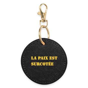 PEACE IS OVERPRICED - Round Keyring - black - Front