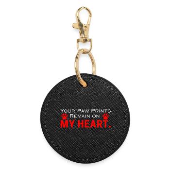 Paw Prints Remain on My Heart - Round Keyring - black - Front