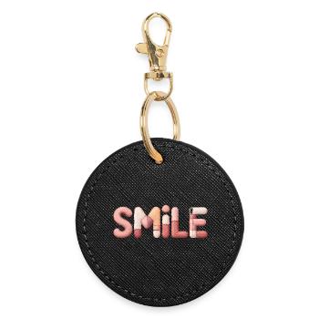 Design de sourire créatif patchwork pour une femme positive - Porte-clés rond - noir - Devant
