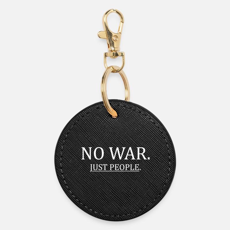 No War Just People Minimalist Peace Statement - Round Keyring - black