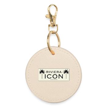 Riviera-Symbol Logo Schwarz Beige - Runder Schlüsselanhänger - Auster - Vorne