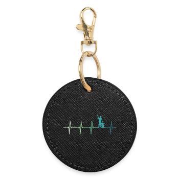 blacksmith hammer heartbeat metalworker - Round Keyring - black - Front