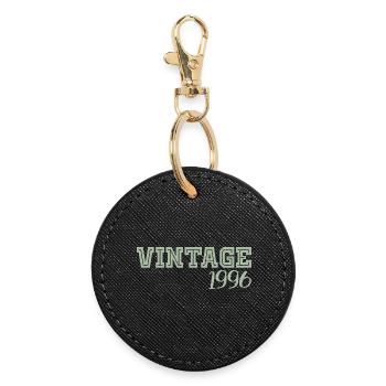 30 Years 1996 Vintage Retro Birthday Gift - Round Keyring - black - Front