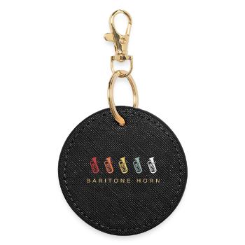 Baritone Horn Retro Brass Band Brass Instrument - Round Keyring - black - Front
