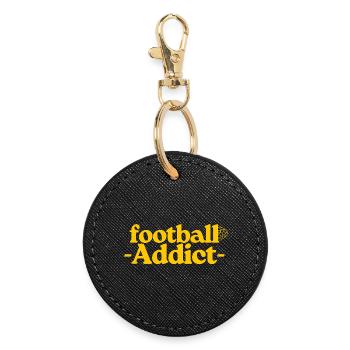 Football Addict Typographie Jaune - Porte-clés rond - noir - Devant