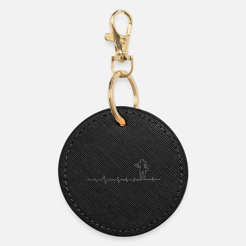Heartbeat Hero Musician Silhouette - Round Keyring - black