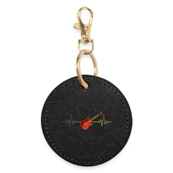 Heartbeat Musiker - Gitarre Gitarrist Geschenk - Runder Schlüsselanhänger - Schwarz - Vorne