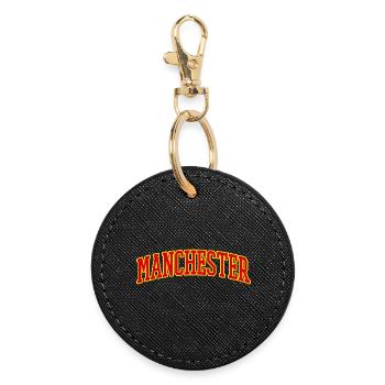 Manchester Varsity Lettering - Round Keyring - black - Front