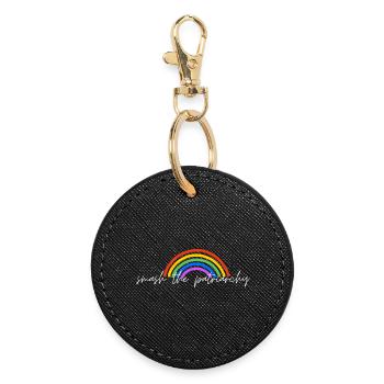 🌈 Smash the Patriarchy – Feminist Rainbow Design - Runder Schlüsselanhänger - Schwarz - Vorne